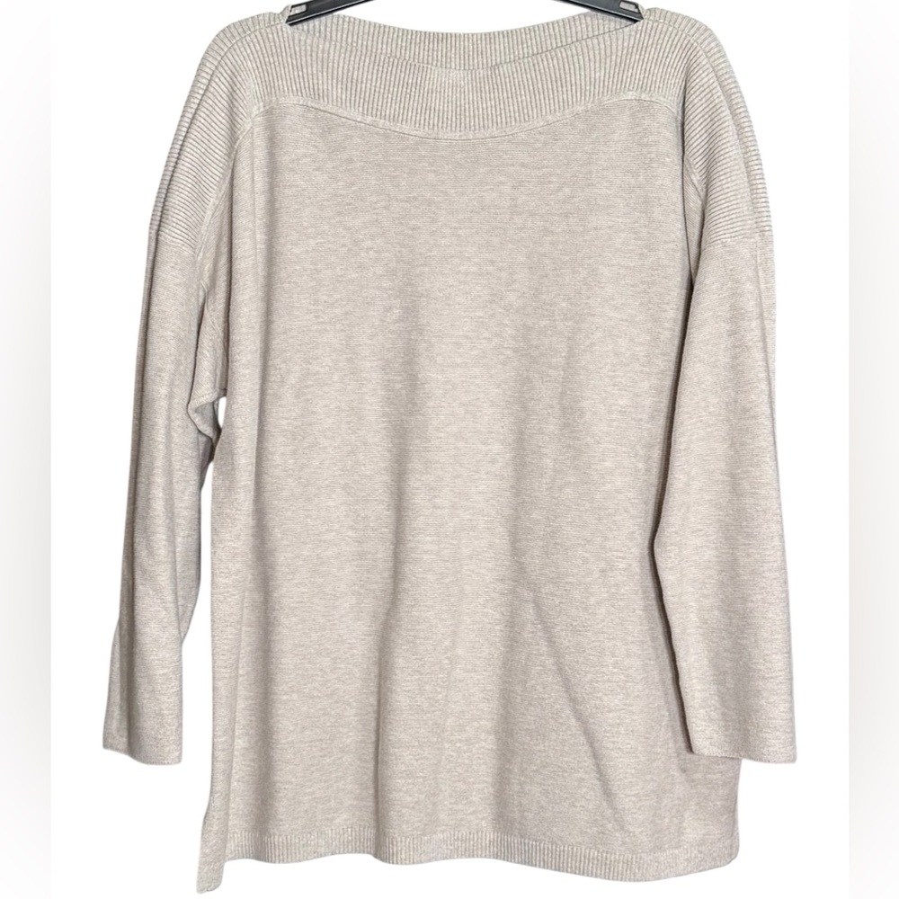 J. Jill Taupe Ribbed Knit Sweater 3/4 Sleeve Size XL